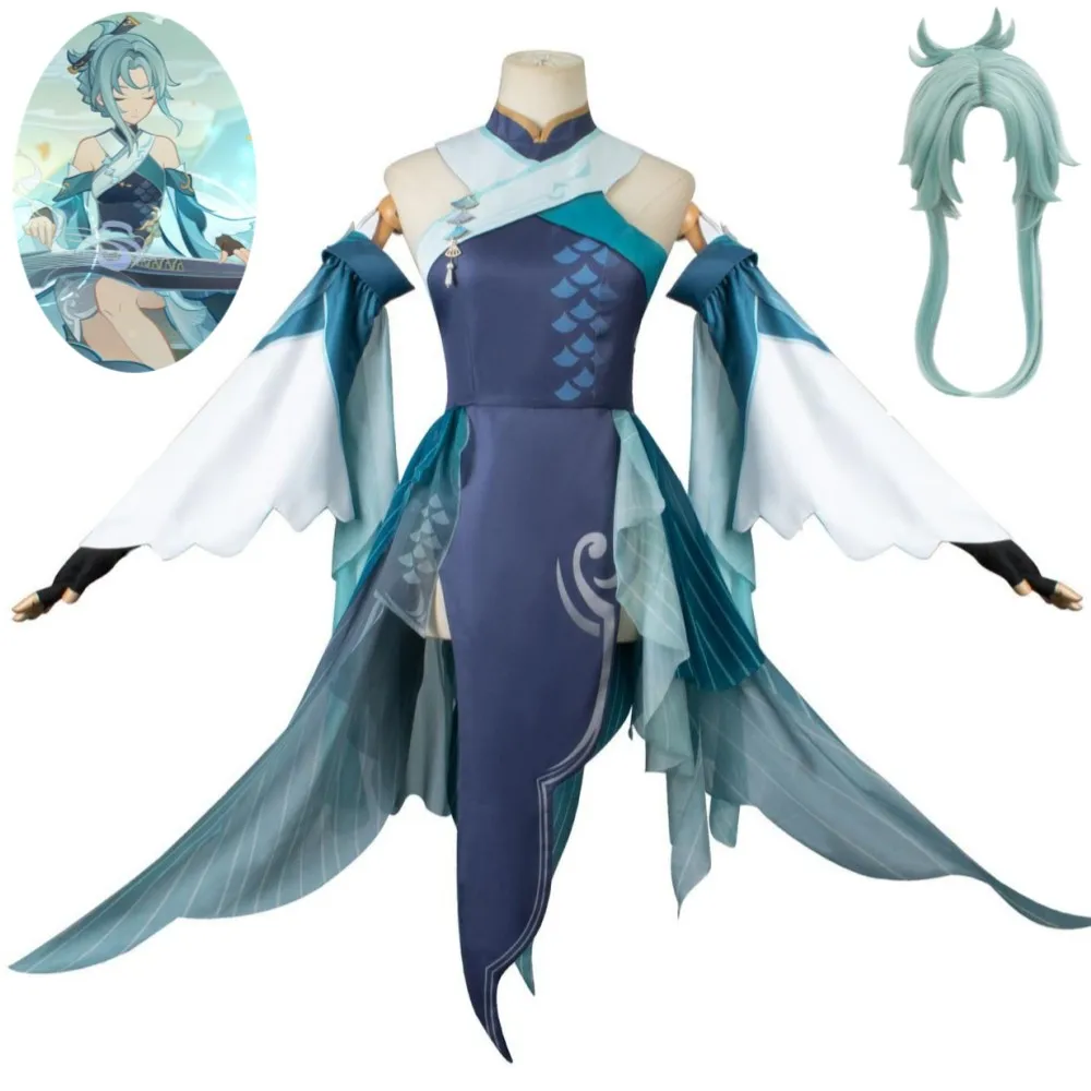 

Костюм для косплея молодой мадам пин из аниме «Игра Genshin Impact», парик Liyue Harbor, уличный журавль, сексуальное женское платье, костюм на Хэллоуин