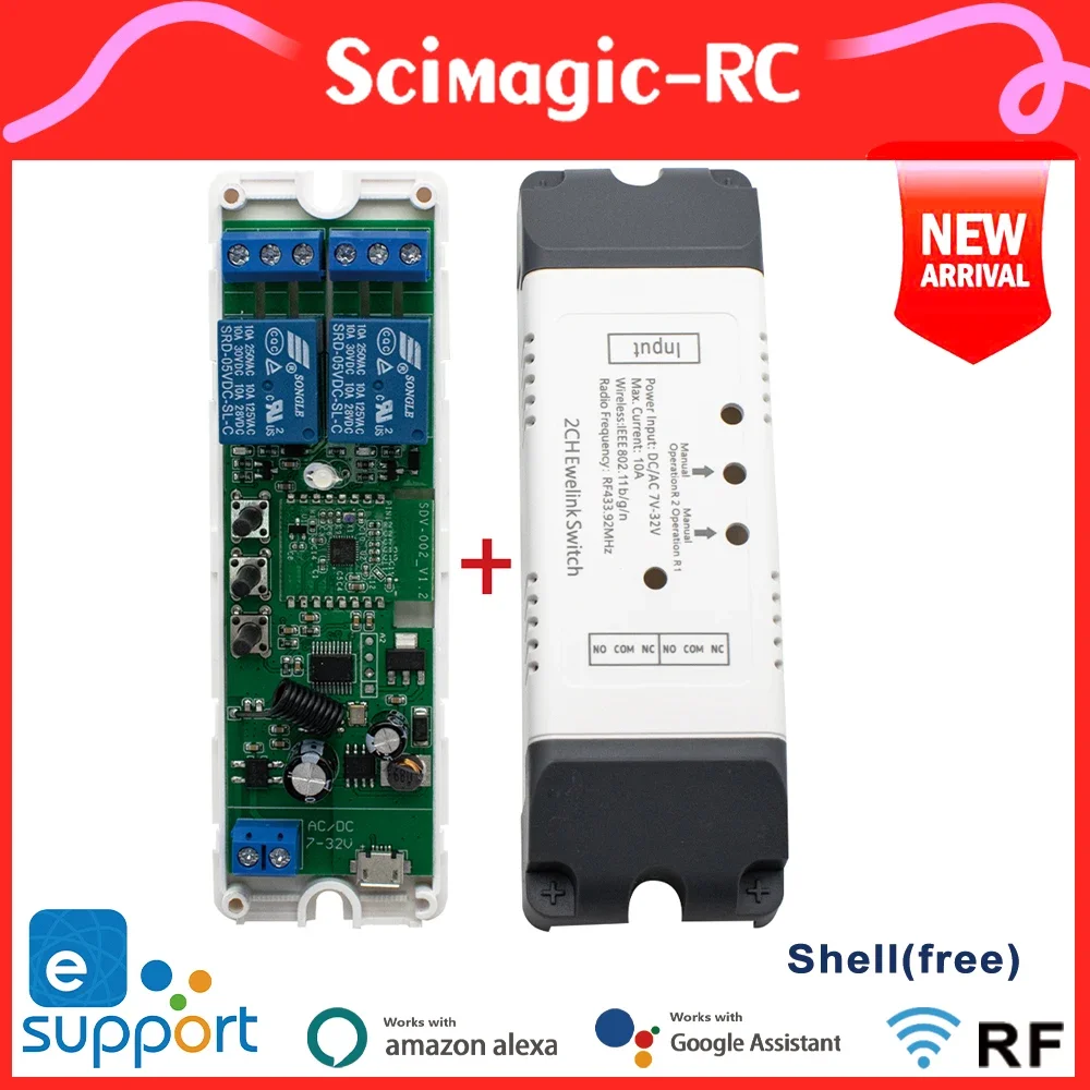EWeLink-WiFi и RF Smart Control Switch 433 МГц Inching Jog самоблокирующийся модуль для Google Home Alexa Voice AC 7-32