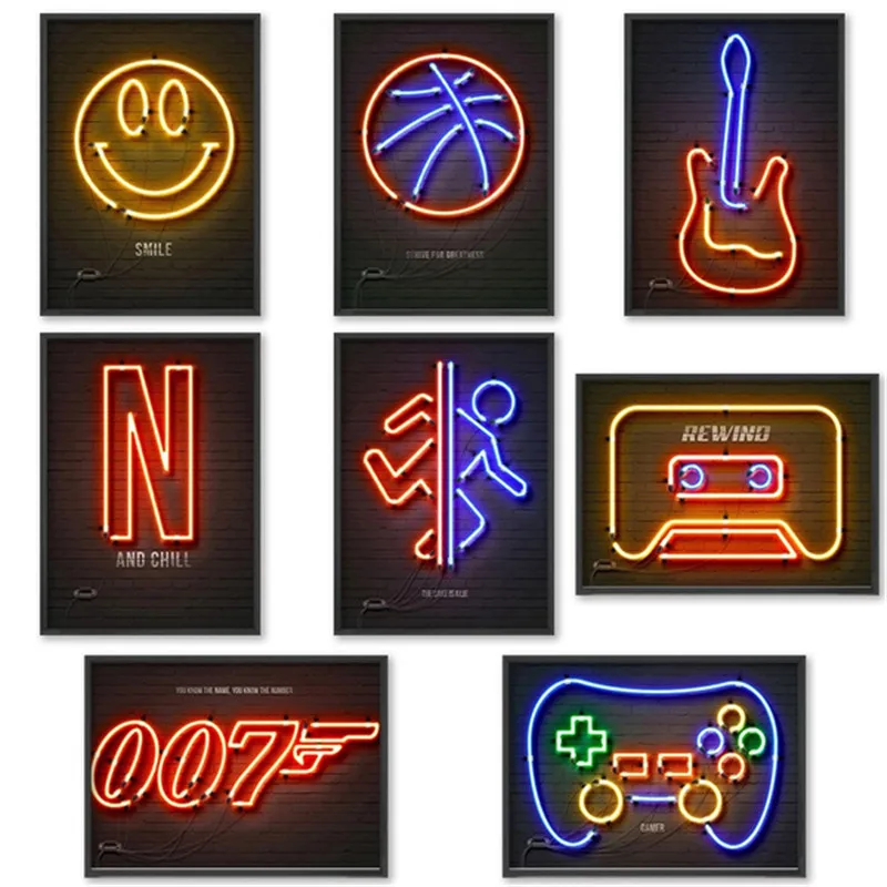 Новый неосветильник светлый постер для геймеров принты в стиле ретро звуковая