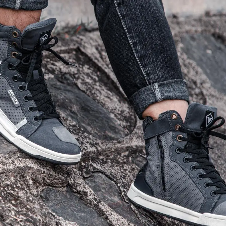 Мотоциклетные ботинки мотоциклетные дышащие серые для верховой езды байкерские