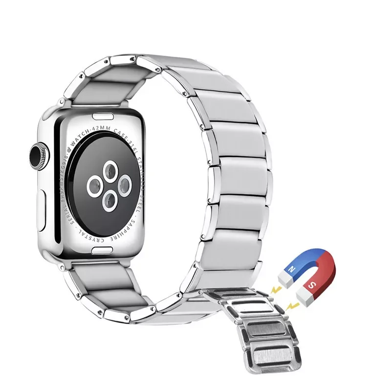 for Apple Watch Band 7 6 5 4 3 SE Stainless Steel Bracelet Apple Watch 44mm 40mm 45/41mm 42/38mm Magnetic Loop for iWatch