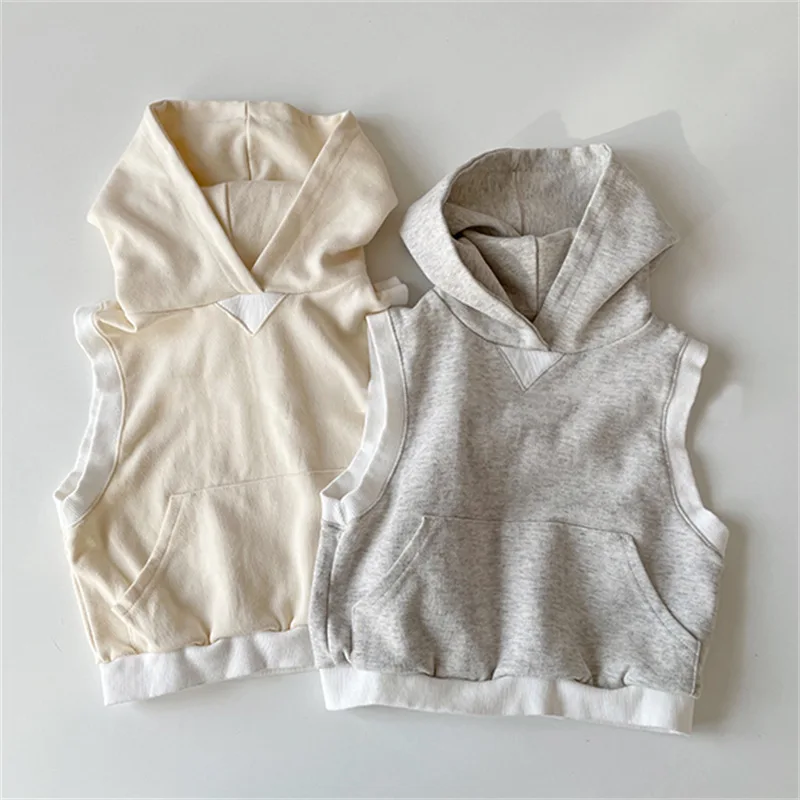 

Korean Version Spring New Style Sweater for Men and Women Korean Style Fashionable Hooded Casual Easy To Wear Sleeveless Vest