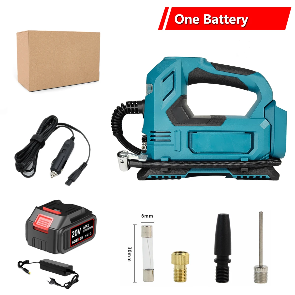 WOBEICH Портативный беспроводной электрический воздушный насос Портативный автомобильный воздушный компрессор Двойной источник питания для автомобильных велосипедных шин Шарики для Makita