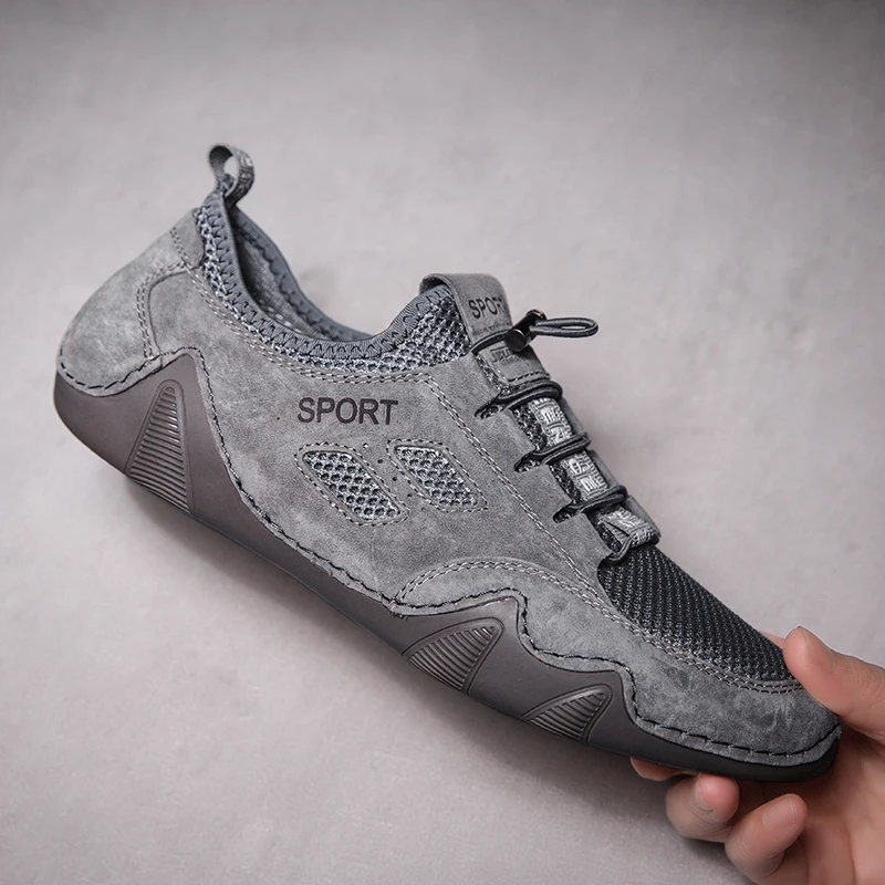 Мужские кожаные кроссовки мягкие лоферы повседневная обувь для вождения лето |