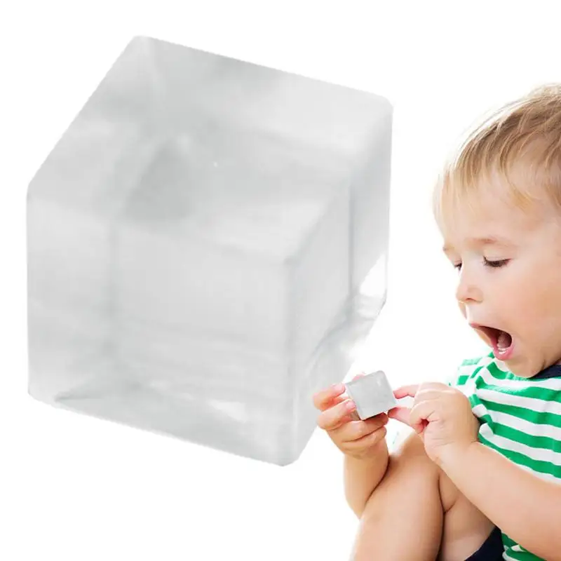 

TPR Mini Mochi Ice Block Stress Ball Toy Anti Stress Transparent Cube Squeeze Novelty Toy