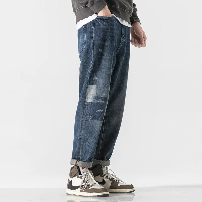 DEEPTOWN Vintage Distressed Jeans Men Classic Loose Casual Denim Trousers Male Streetwear Pants Men's Joggers Korean Hip Hop