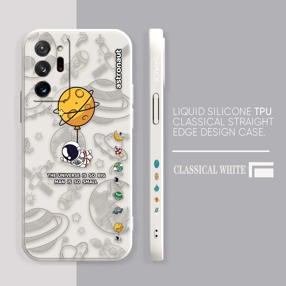 Case For Samsung Galaxy A90 A80 A70 A60 A50 A40 A30 A20S Note 20 10 Pro Plus Lite Ultra 4G 5G Case  Cartoon Minimalist Astronaut