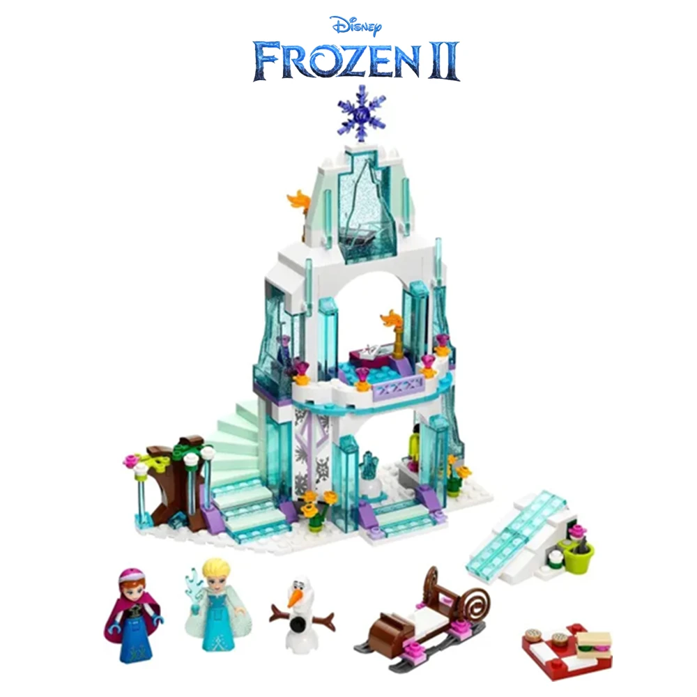 

Disney Frozen Elsa Anna Ice Castle Princess Friends Building Blocks Bricks Movie Model Kids Girl Toys Children Gift