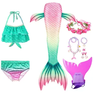 Girl Mermaid Tails Swimsuit with Monofin Mermaid Costume Children Cosplay Little Mermaid Dress Girls Mermaid Bikini Swimwear