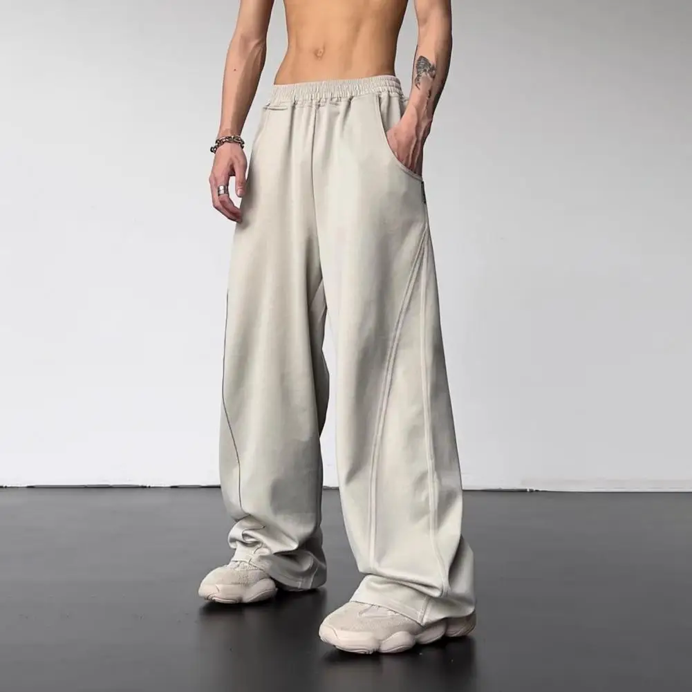 Брюки мужские спортивные с эластичным поясом винтажные прямые свободные штаны