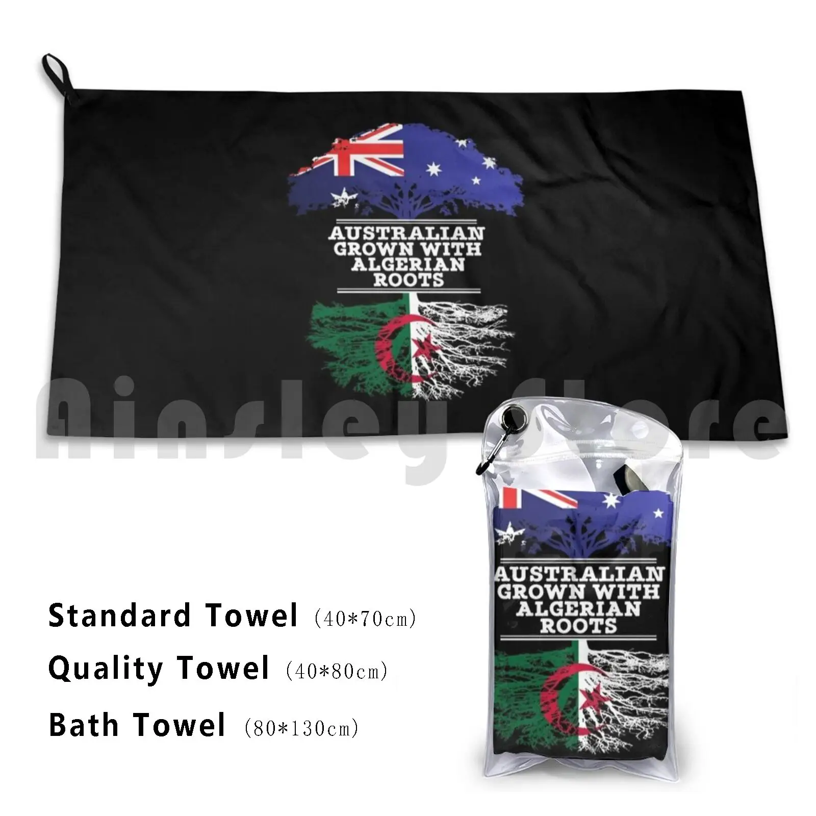 

Towel Australian Grown With Algerian-Gift For Algerian From Australia With Country From Algeria Funny Print Reusable