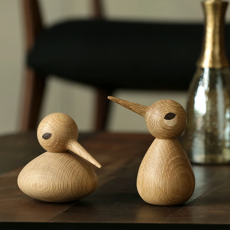 

Spiked-billed Bird Creative Gift of Pure Handmade Solid Wood Decoration in Nordic Denmark Puppet Wood Carving Bird Soft Deco