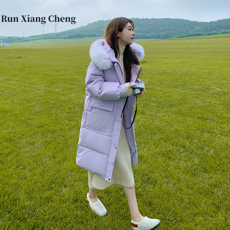 2023 Winter New Women Loose Slim Down Cotton-padded Jacket Big Fur Collar Design Sense Niche Korean Popular Puffer Cotton Parkas