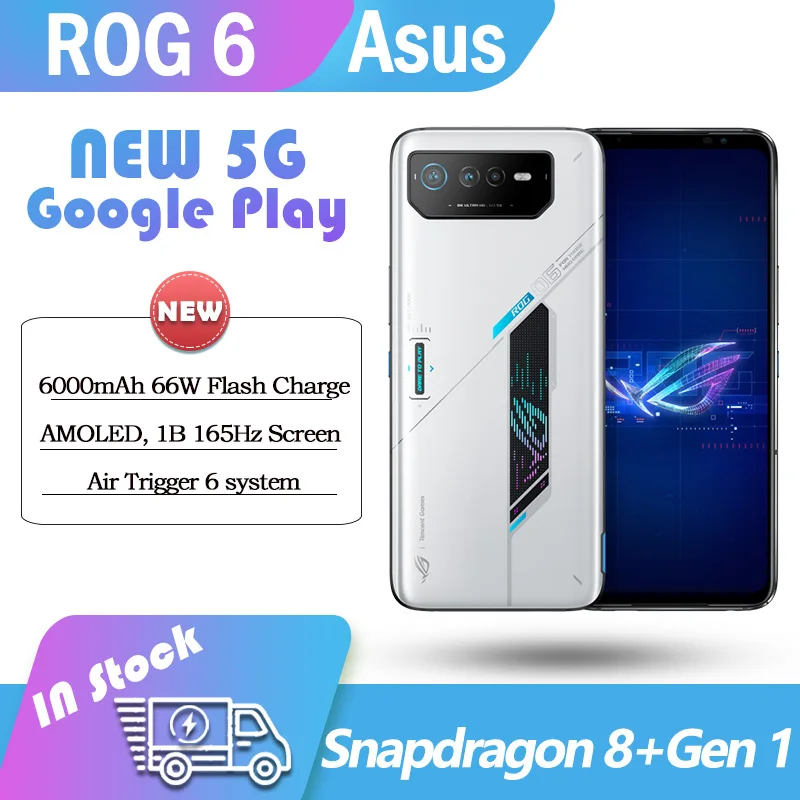 

ASUS ROG Phone 6 Rog 6 Snapdragon 8+Gen 1 5G smart phone 6000mAh Battery 6.78" 165Hz AMOLED Gaming phone Global Rom 50MP camera