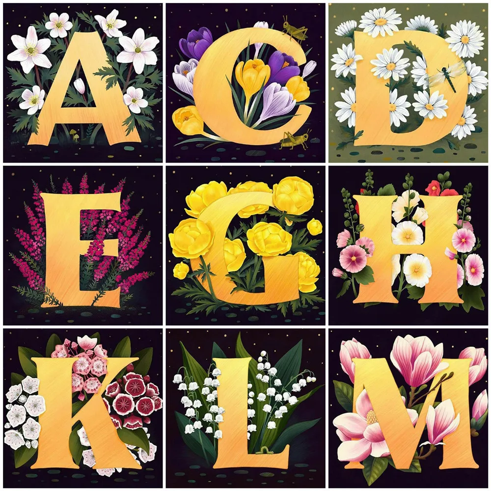 

Алмазная живопись HUACAN, вышивка крестиком с буквами, мозаика, Цветочные бусины, мультяшное изображение стразы, украшение для дома