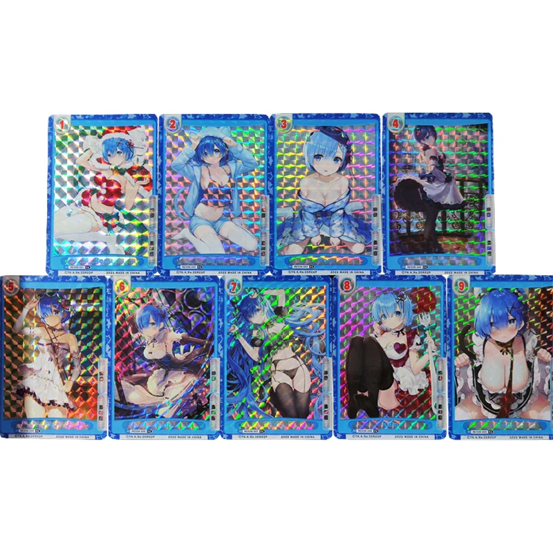 

9pcs Anime Flash Cards Rem Rare Card Sets Life in a different world from zero Game Collection Cards