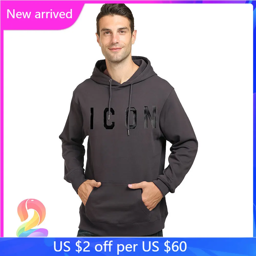 

Oversized Men Women Drawstring Hooded Pullover ICON Print Couple Sweatshirt Clothes Cotton DSQ2 Hoodies