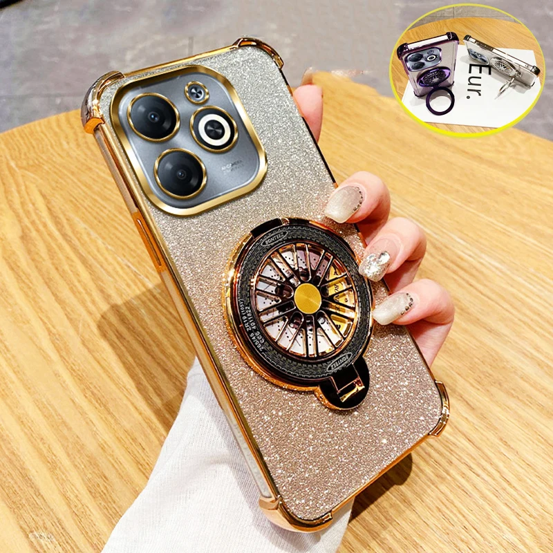 Для Infinix Smart 8 блестящий противоударный кронштейн с гироскопом держатель для