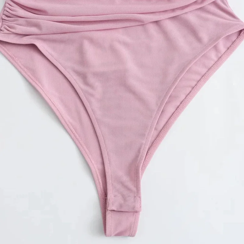 Боди женское Сетчатое с оборками без рукавов открытой спиной