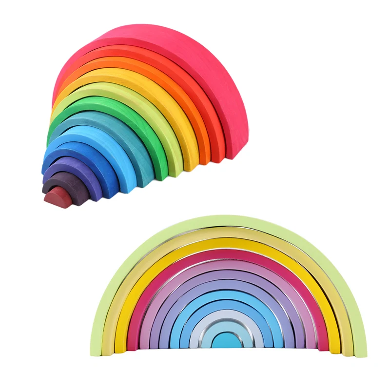 

Arch Bridge Rainbow Semicircle Building Decoration Child Early Learning Wooden Bending Board Toy Wooden Large 12 Pieces