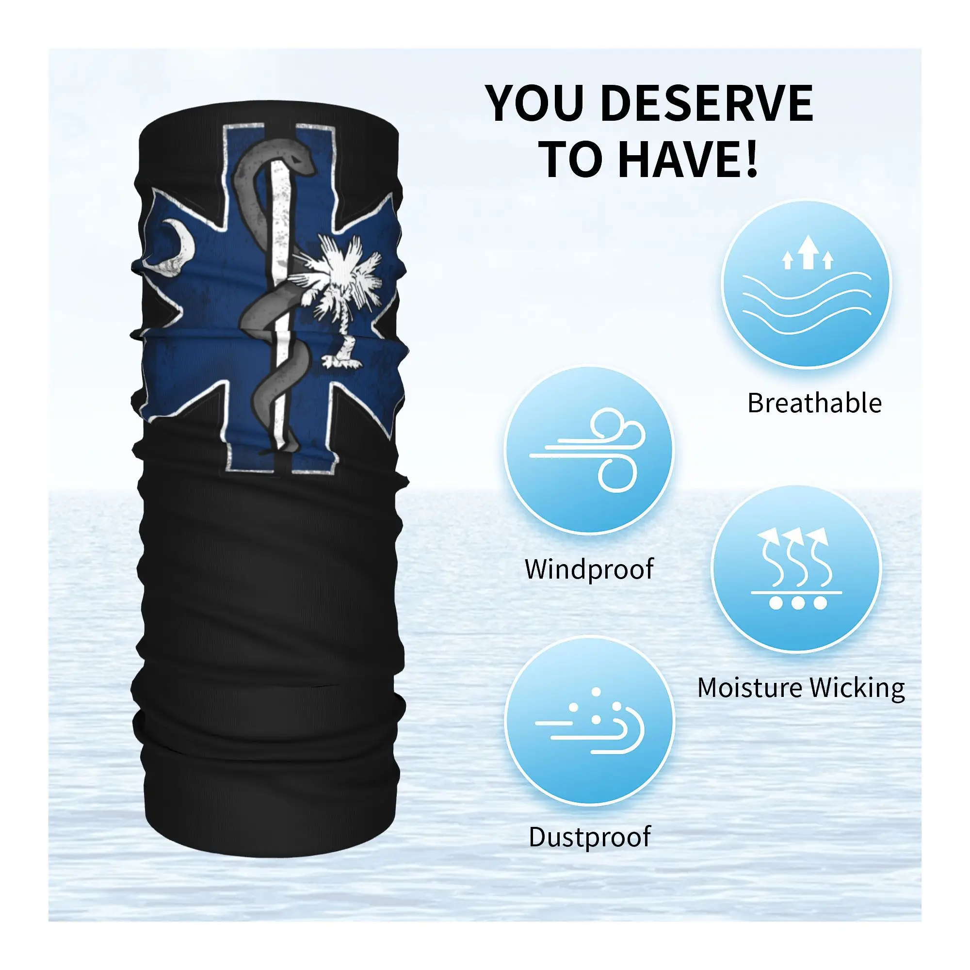 Пользовательский EMT Star of Life символ бандана для шеи женский и мужской зимний