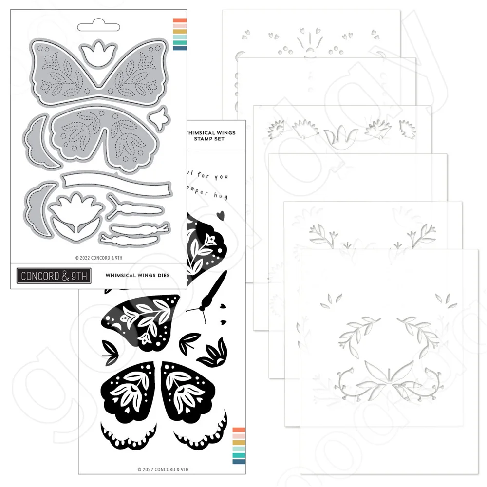 

Whimsical Wings Cutting Dies Stamps Stencil Scrapbook Diary Decoration Embossing Template Diy Greeting Card Handmade 2022 New