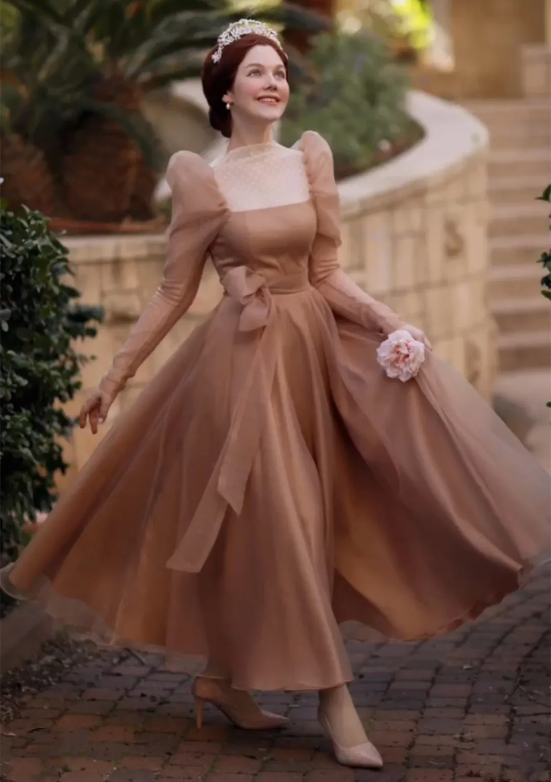 

Vintage Short Tulle High Neck Evening Dresses فساتين السهرة A-Line Ankle Length Prom Dress Robe de soirée for Women