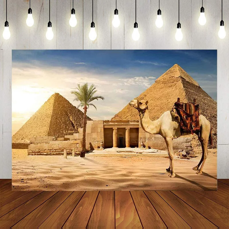 

Arabs Pyramid Photography Backdrop Ancient Civilization Country Egypt Pyramid Camel Background Banner Decor Happy Birthday Party