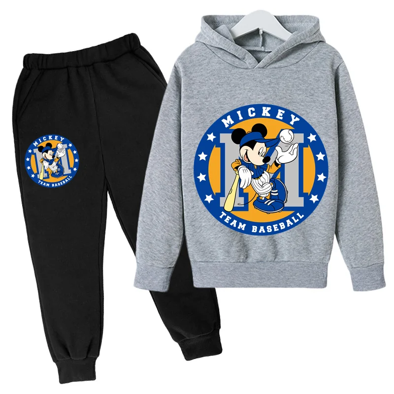 

2023 Mickey Mouse Clothes Set For Baby Boy With Autumn Winter Suit Minnie Mouse Toddler Kid Hoodies Set Infant Boy Clothing