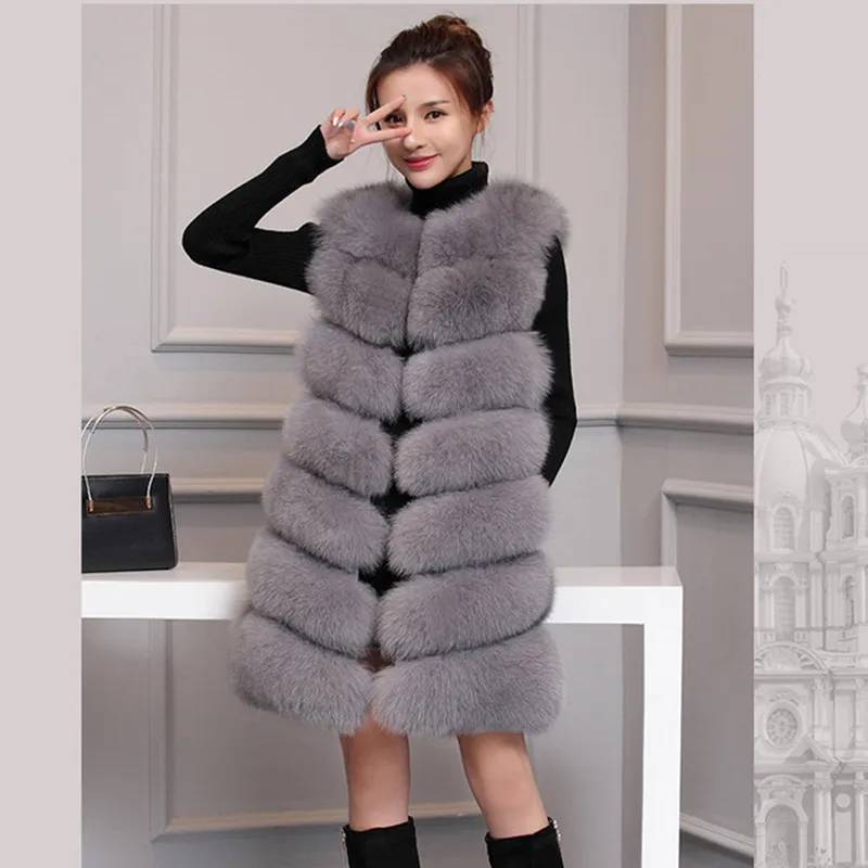 Autumn and winter new fox fur imitation fur vest women's long Korean style slim slim coat Y1263