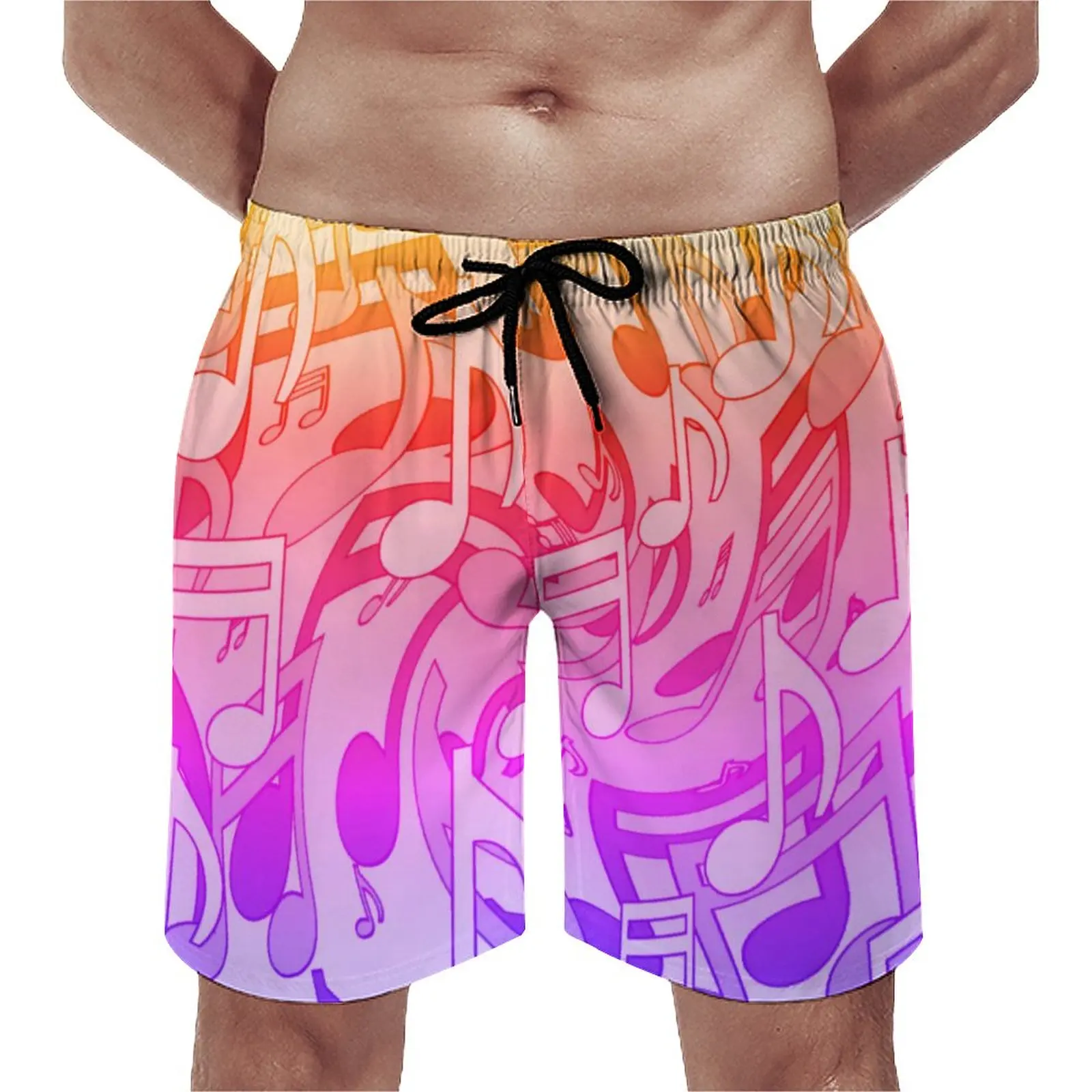 

Цветные музыкальные ноты, шорты для спортзала, летние забавные пляжные шорты с принтом Омбре, мужские спортивные быстросохнущие плавки для фитнеса на заказ