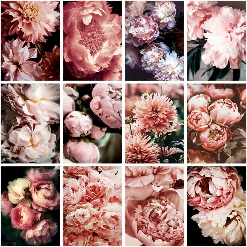 

5D DIY Diamond Painting Colorful Pink Flower Peony Embroidery Mosaic Craft Picture Full Drill Cross Stitch Kit Living Room Decor