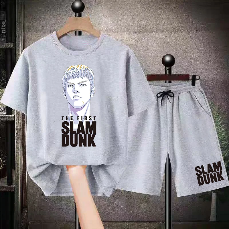 Japanese Anime Slam Dunk Summer Fashion Man Clothes Tracksuit T Shirt Shorts 2 Piece Sets Cotton Printed Short Sleeve Sportswear