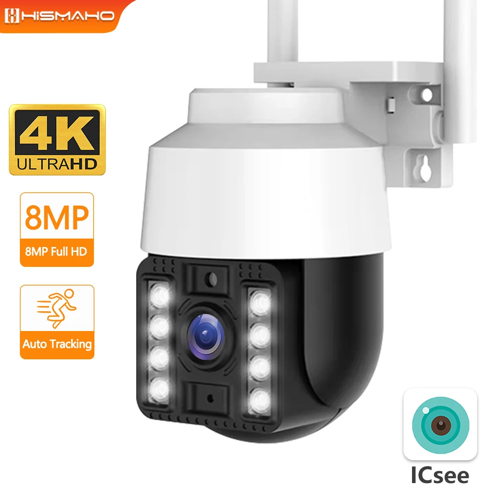 8MP 4K PTZ Беспроводная IP-камера WiFi Наружная камера видеонаблюдения Mini 4MP AI