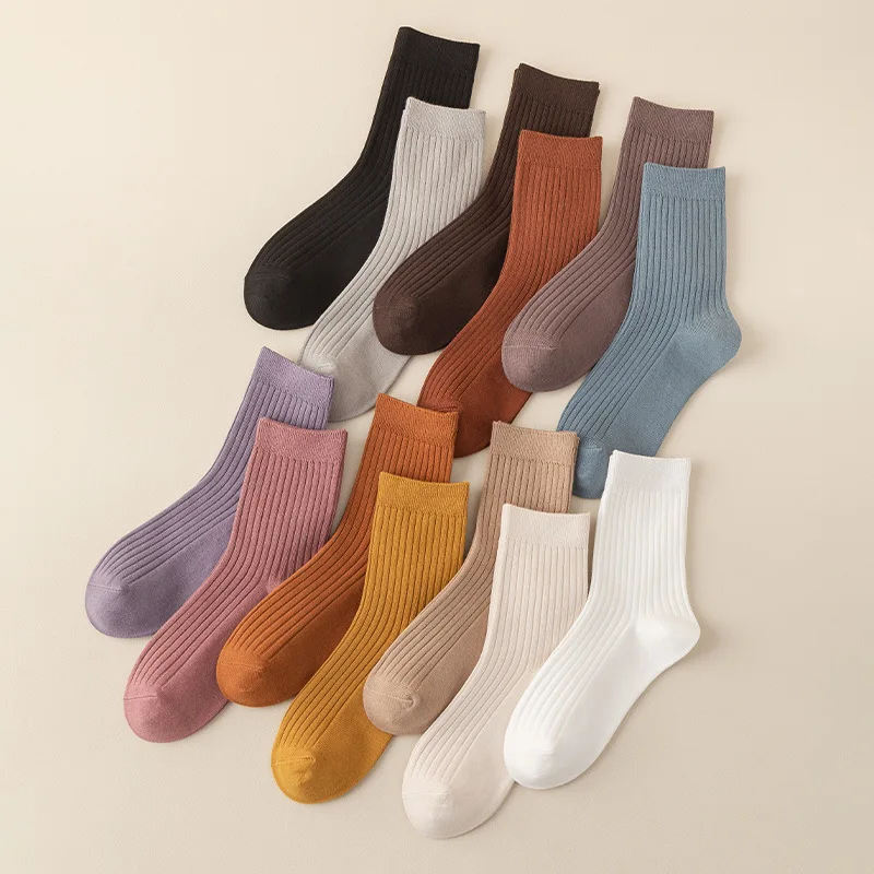 

Женские хлопковые носки, высококачественные японские модные повседневные Простые короткие носки, Новые осенне-зимние теплые носки, женски...