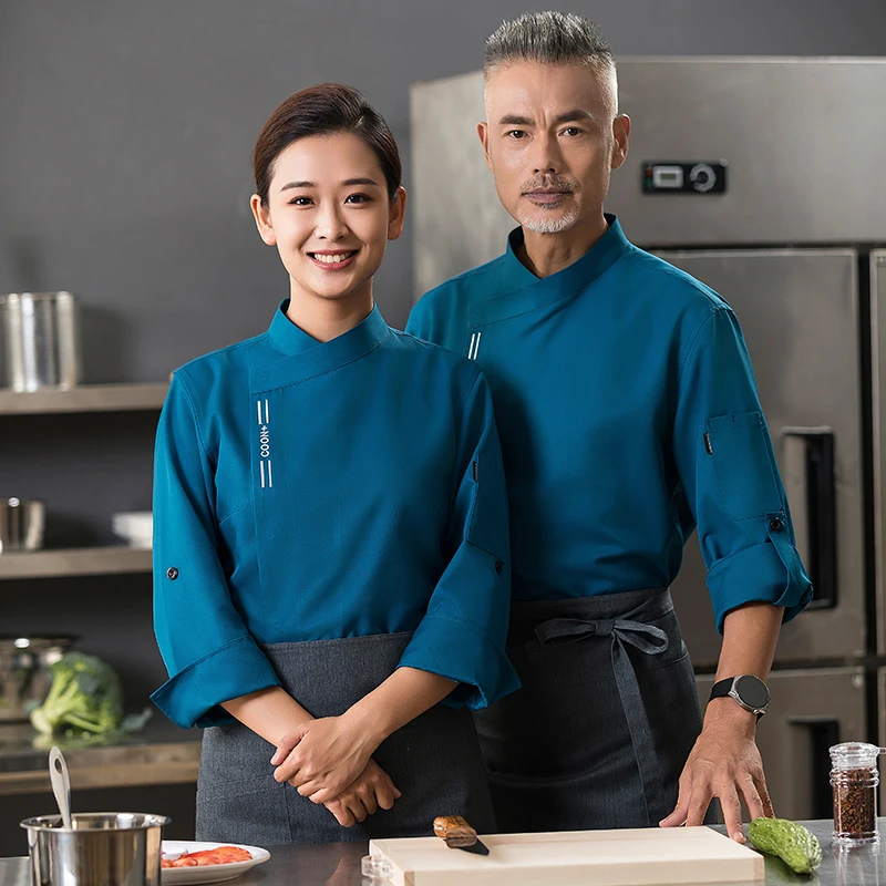 

Men Women Catering Restaurant Chef Coat Shirt Long Sleeve Cook Uniform Cafe Bakery Kitchen Pastry Jacket Waiter Bakery Workwear
