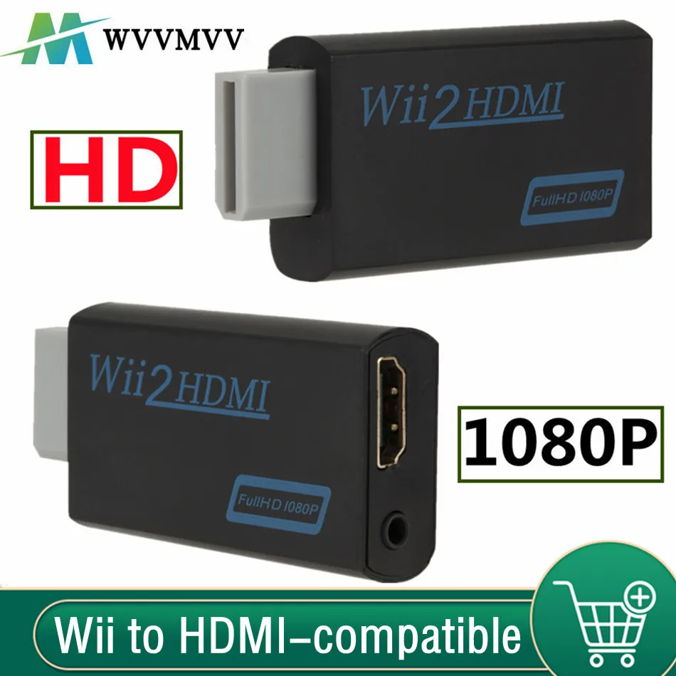

WvvMvv Wii2HDMI-compatible Adapter HD 1080P Wii to HDMI-compatible Converter With 3.5Mm Audio Jack for PC HDTV Monitor Display