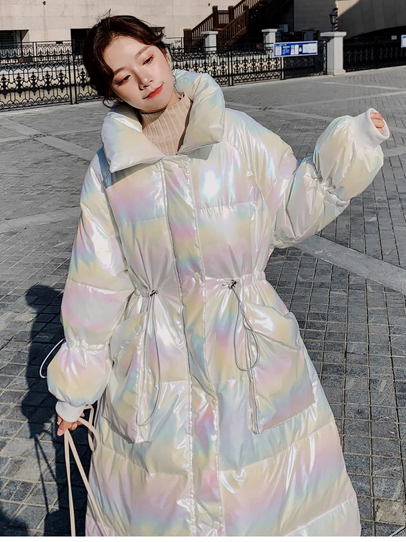 Women Winter Down Padded Jacket 2023 New Korean Fashion Loose Cotton Coat Female X-Long Overcoat Slim Warm Outwear Parkas Loose