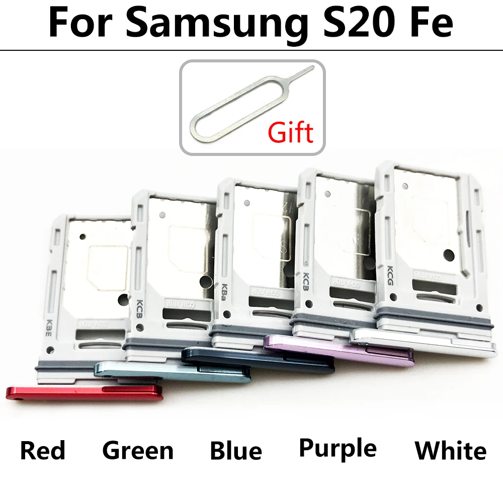 

10 Pcs For Samsung S20 Fe S21 Sim Tray SIM Card Slot SD Card Tray Holder Adapter With Pin Smartphone Replacement Parts