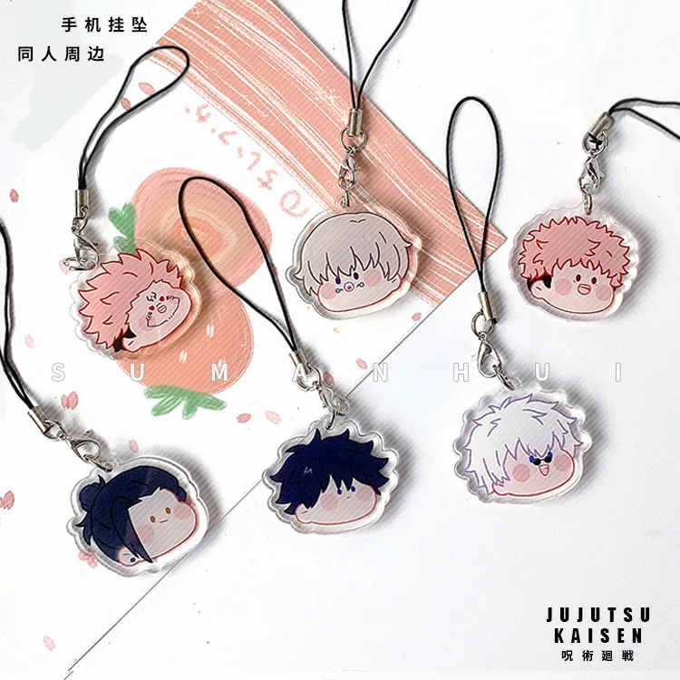 

6 Styles Jujutsu Kaisen Cute Anime Acrylic Mobile Bags Pendant Keychain Character Key Satoru Geto Suguru Gojo Itadori Yuji Gifts