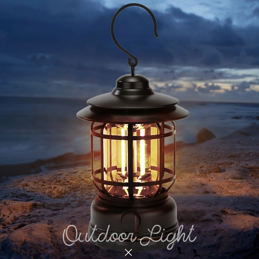 

2022 New Camping Portable Retro Lantern Vintage Tent Lighting Lantern Decoration Waterproof Outdoor Garden Street Path Lawn Lamp