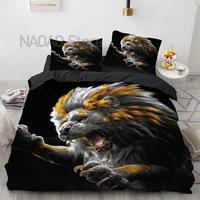 3d beast lion bedding set for bedroom soft bedspreads comefortable duvet cover quality comforter covers and pillowcase