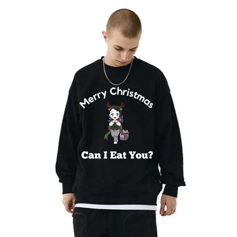 

Lower Six Enmu Wishing You Merry Shristmas Can I Eat You Sweatshirt Hot Sale Anime Demon Slaye Sweatshirts Unisex Loose Pullover