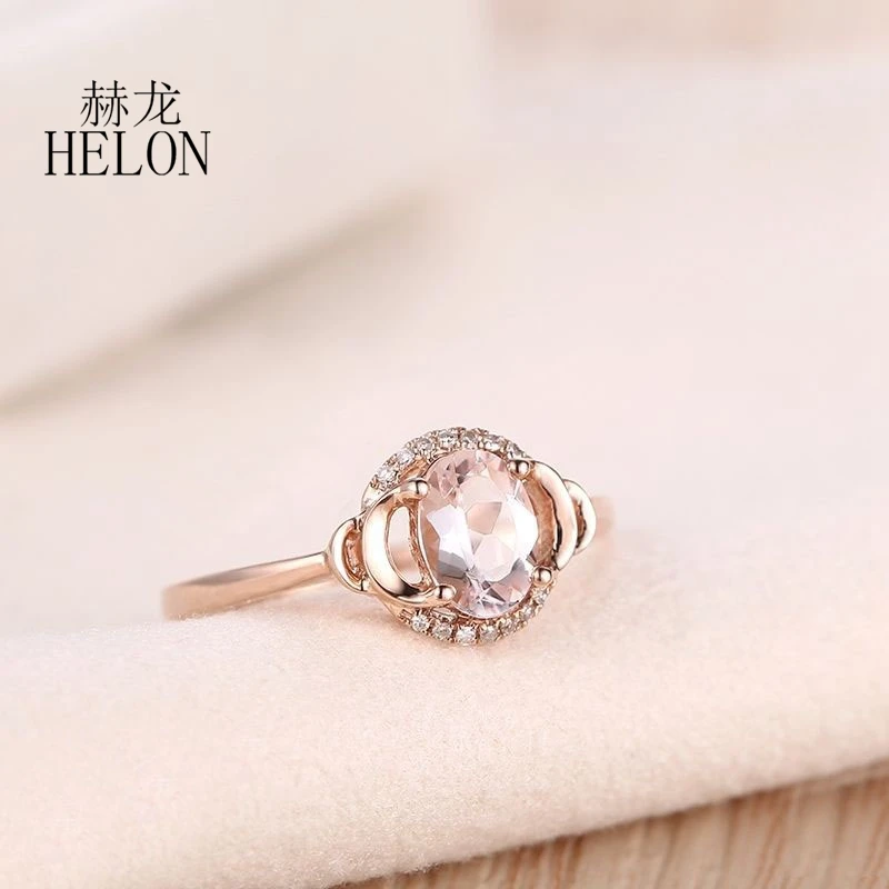 HELON однотонное кольцо из розового золота 14 карат AU585 натуральные бриллианты