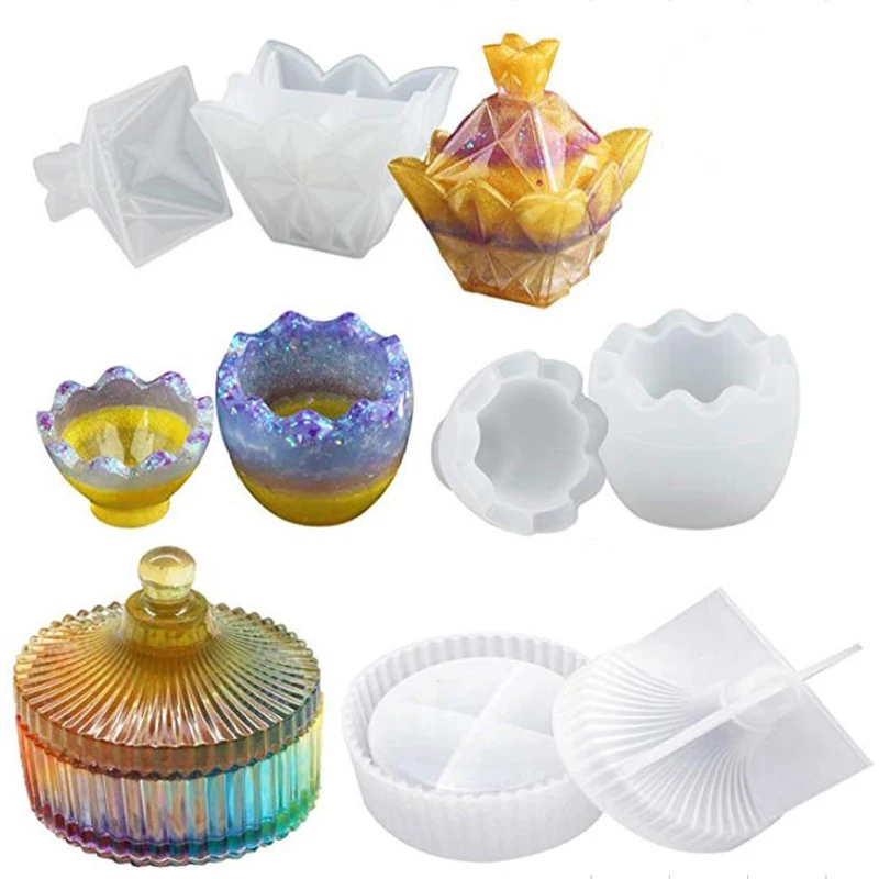 

Resin Trinket Box Molds Small Size Silicone Jewelry Box Molds, Epoxy Resin Molds For Jewelry Storage, Candlestick,Pen Holder