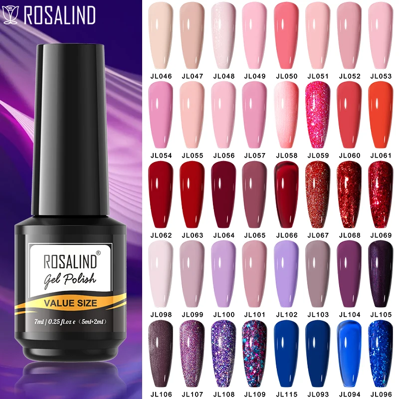 

ROSALIND Summer Pink Color Gel Nail Polish Gel All For Nails Art Manicure Semi Permanent Soak Off Gel UV LED Hybrid Varnishes