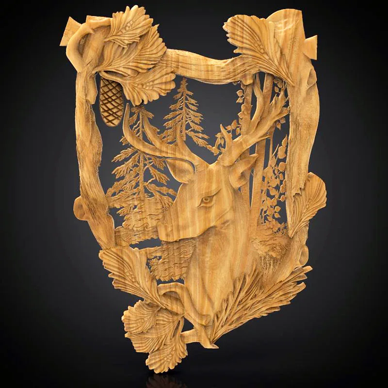 Декор голова оленя модель 3D рельеф STL для фрезерного станка с ЧПУ резьба