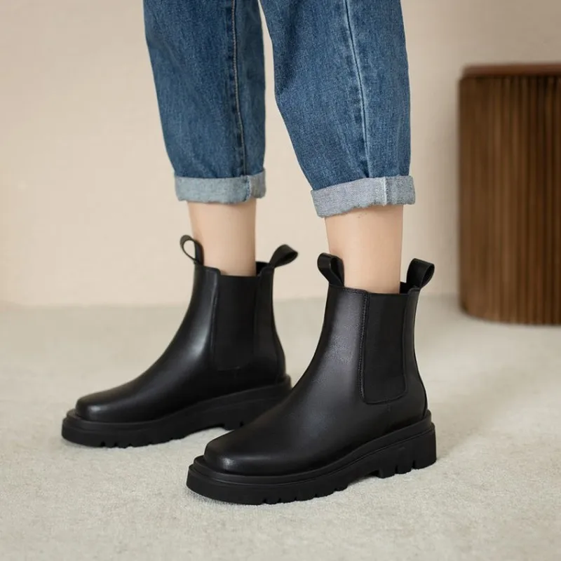 winter The New fashion Round head Elasticity boots black student Casual Comfortable Thick heel Women boots size 34-42