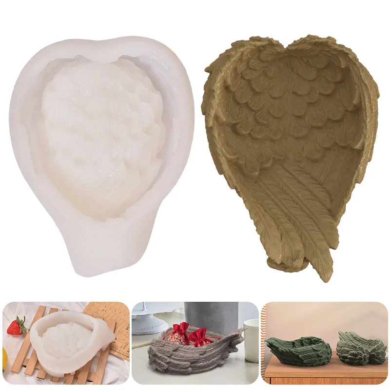 

Силиконовый трафарет с перьями и крыльями для хранения, искусственные литые мягкие шаблоны под давлением для свечей, воска, мыла, мягкие B99