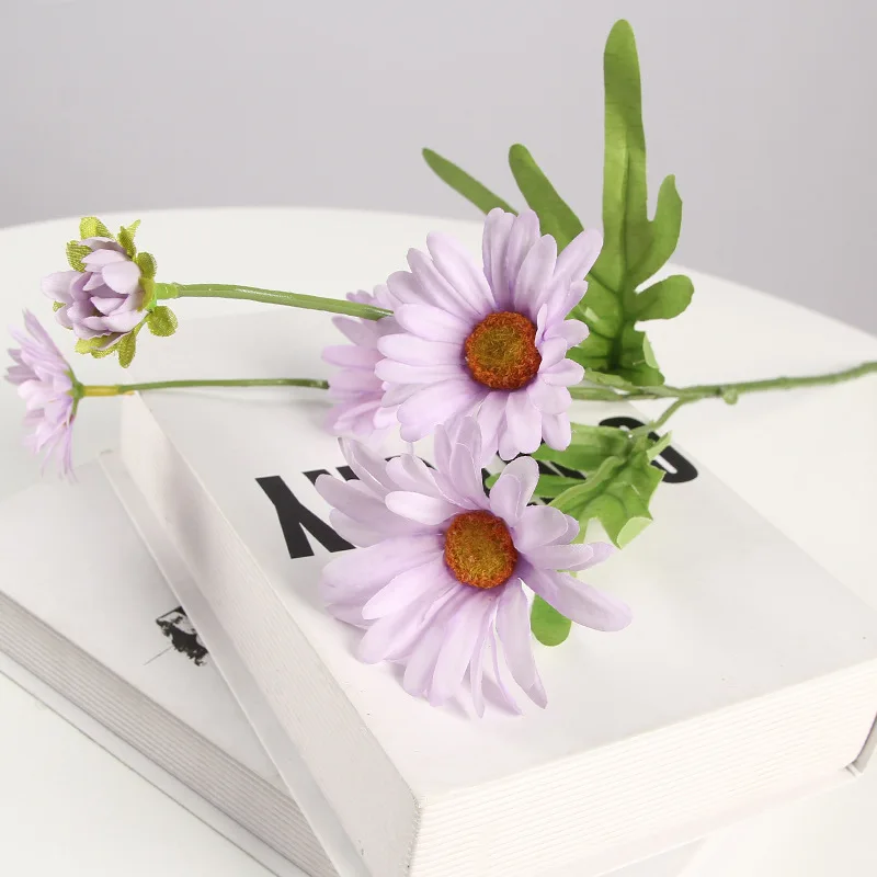 

5 heads Daisy Artificial Flowers Plants 53cm Fake Colorful Sun Flower Bouquet Silk Daisy Home Garden Decor Wedding Party